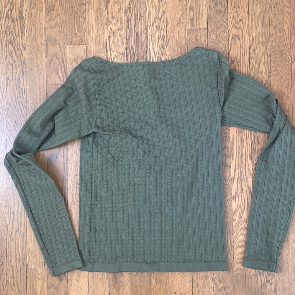 Anthropologie Green Scoop Back Shirt